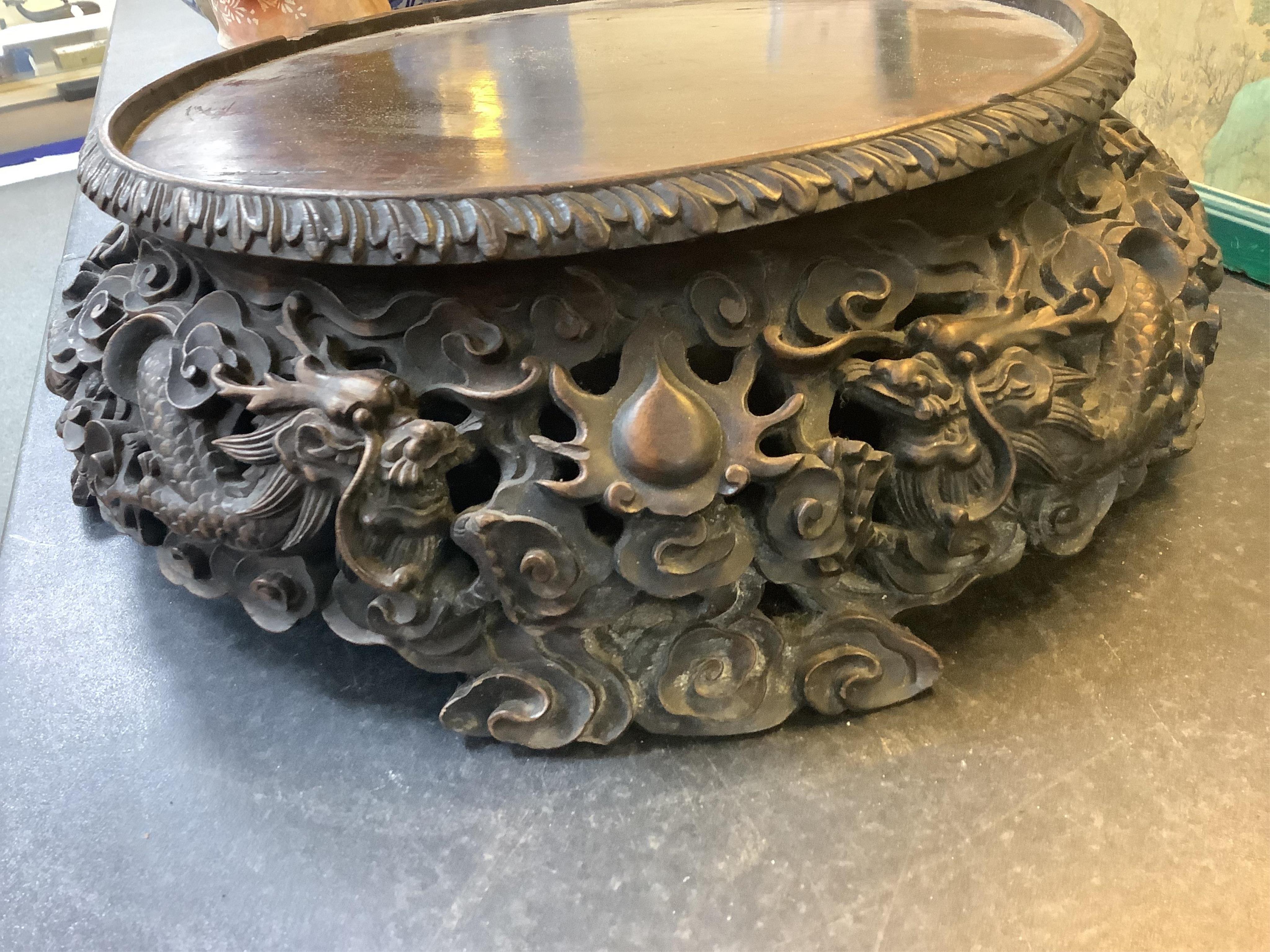 An impressive Chinese hongmu ‘dragon’ stand, late 19th century